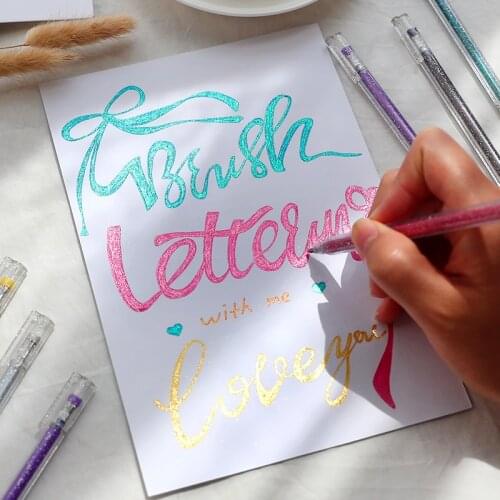 1PC 0.5mm Creative Simplicity Flash Of Light Gel Pen Cute Black Cardboard Paper Pen Art Marker Pen Kawaii School Supplies