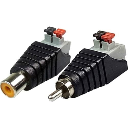 10PCS RCA AV Balun Connector RCA Male/Female AV Screw 2 Poles Terminal Pressed Type CAT5 to CCTV Camera Video AV Terminal Block