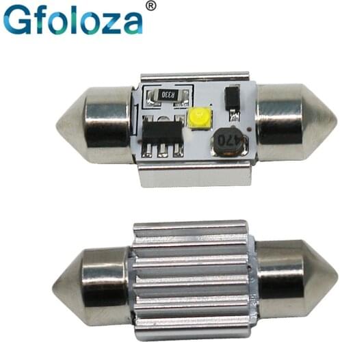 Gfoloza 2Pcs Festoon 31mm Car LED Reading Light Canbus C5W C10W Bulb Auto Dome Door License Plate Light No Error White 12V