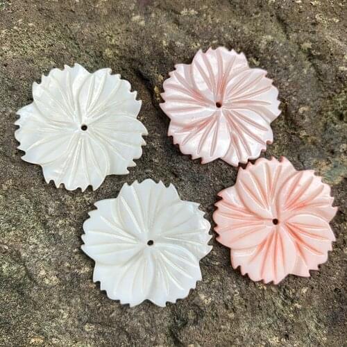 2pc Natural Shell Relief Flower Patch Pink White MOP Charms Pendant DIY Brooch Earrings Hairpin Woman Jewelry Making Accessories
