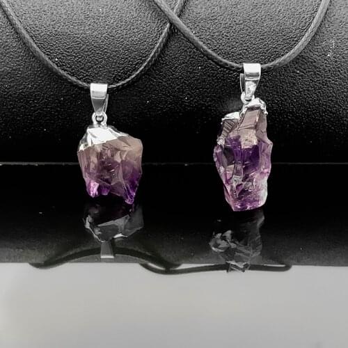 2021 Fashion Natural Amethyst Necklace for Women Goth Wholesale Bulk Chain Necklaces Choker Stainless Steel Jewelry Necklaces