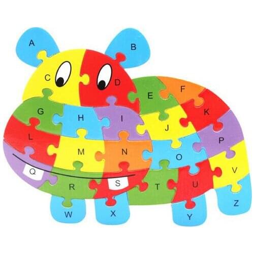 26 alphabet wood animals puzzle toys puzzle building blocks cognition baby children puzzle