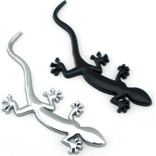 3D Chrome Plastic Lizard Emblem Black Gecko Trunk Decor Gecco Logo For Audi A4 A5 A6 Q3 TT Quattro