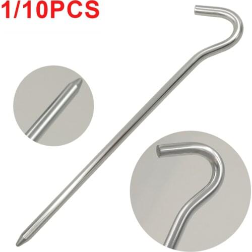 1/10 Pcs 18cm Tent Stakes Aluminum Round Tent Stake Pegs Solid Garden Stake Metal Hook for Camping Tents Canopies Accessories
