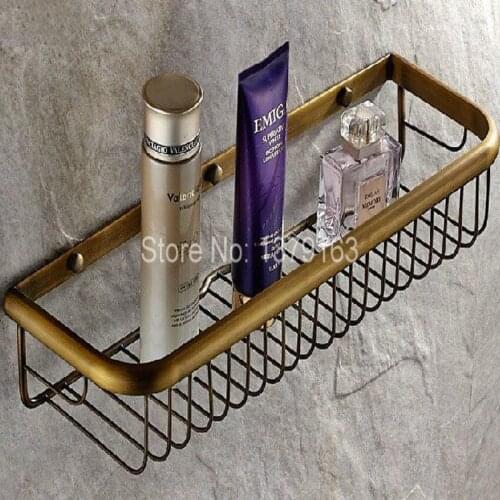 Antique Brass Wall Mounted Bathroom Accessory Soap / Sponge Shower Storage Basket aba031