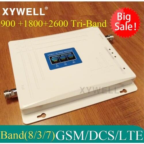 Big Sale!! 900/1800/2600 Cellular Amplifier Tri-band 4G signal Booster 900/1800/2600mhz DCS LTE GSM Cell Phone Signal Repeater