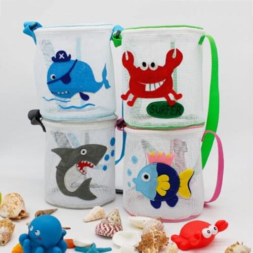 Kids Beach Mesh Bag Portable Toy Swimsuit Sunglass Storage Bag Children Swimming Pouch Cartoon Mesh Crossbody Pouch