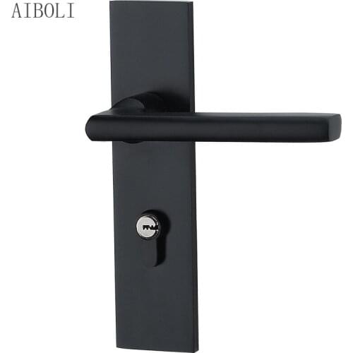 European Style Door Lock Interior Bedroom Door Lock American Black Bathroom Solid Wood Door Handle Household Silent Door Lock