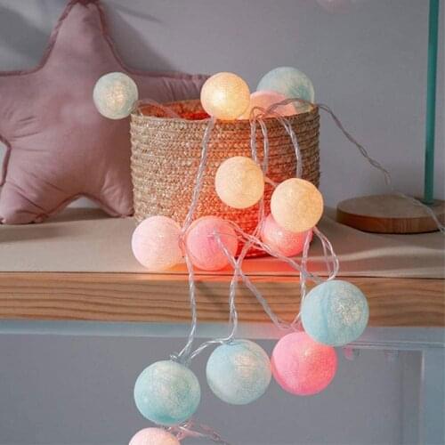 2.2M 20 LED Cotton Ball Garland String Lights Christmas Fairy Lightings for Outdoor Holiday Wedding Xmas Party Home Decoration