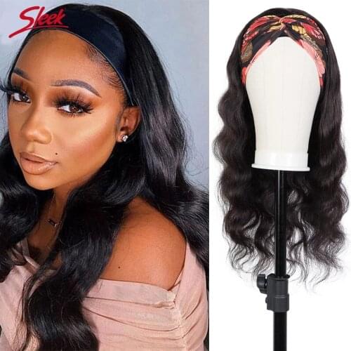 Sleek Headband Wig Brazilian Body Wave Bandage Hair Wigs Natural Color Remy Wigs Machine Made Remy Hair Wigs For Black Women