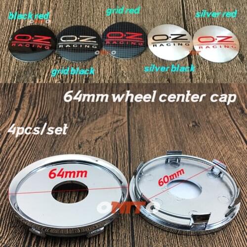 Chrome base Wheel center cap 4pcs/set 64mm 6.4cm Wheel Rim Covers oz racing O.Z logo emblem car accessorie for universal car