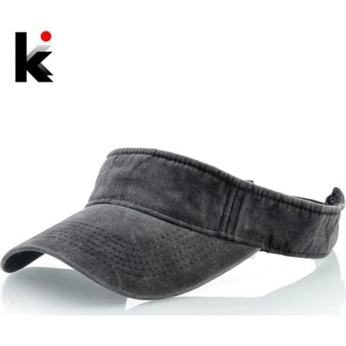 Summer Sun Hat For Men Women Fashion Empty-top Baseball Hat Unisex Solid Color Denim Sport Visor Cap Outdoor Beach Casual Bonnet