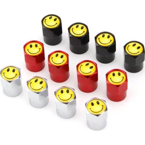 4pcs/set Car Wheel Tire Valve Caps For BMW 520 525 F10 F18 Leakproof Cap Smile Print Alloy Moto Bicycle Tyre Valve Dust Caps