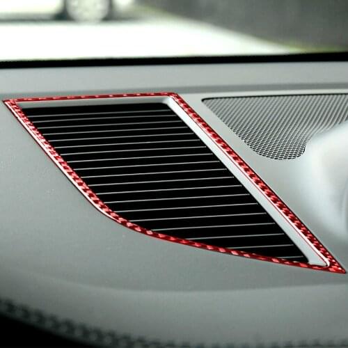2Pcs Red Genuine Carbon Fiber For Porsche MACAN 2014-2021 Car Dashboard Air Outlet Frame Cover Trim Styling Sticker