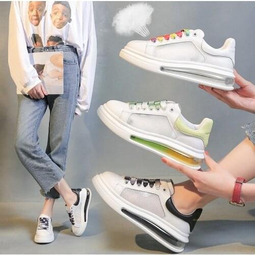 White Shoes Womens Spring and Summer New Rainbow Version All-match Platform Mesh Sneakers