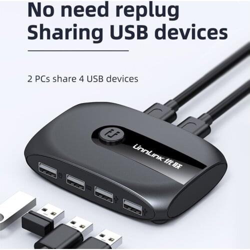 KVM Switch USB 3.0 2.0 Switcher With Extender 2 PCs Computers Sharing 4 USb Ports Keyboard Mouse Printer U Disk Support Extend