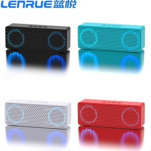 LENRUE Hifi Wireless TF Double Bluetooth Speaker Column Stereo Sound Mini Portable Outdoor Pocket Bass Audio Handsfree 1500 mAh