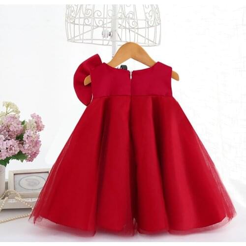 Korean Version Of Summer Hot-Selling Fashion New Girl Birthday Festival Solid Color Sleeveless Big Bow Neck Dress