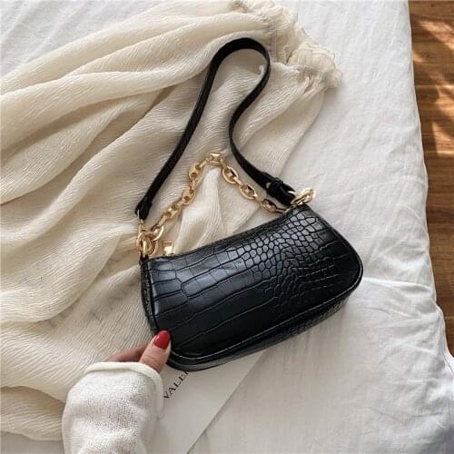 LuxuryBags Hand Bag Chain Designer Crocodile Pattern Travel Bag Female White Black MINI Fashion Purse #1