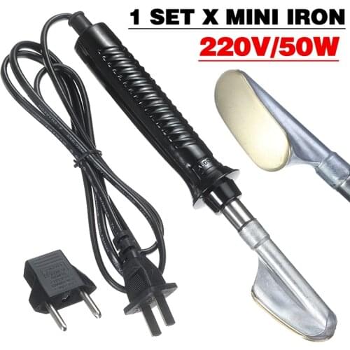 Mini Leather Iron Anti-slip Handle Leather Wrinkle Remover EU Plug Sewing Hand Tool 220V 50W Electronic Iron For Leather Clothes