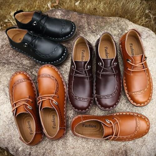 Fashionable mens shoes brand 2019 spring and autumn breathable comfortable outdoor lace business casual leather tooling shoes