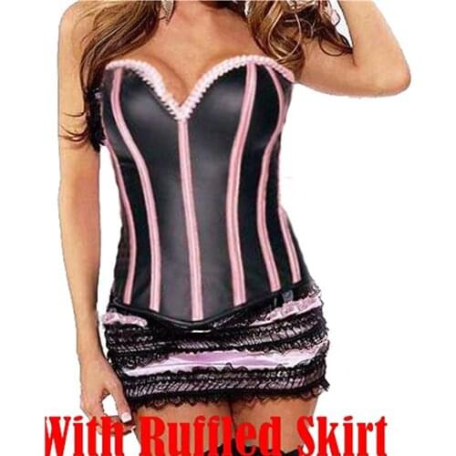 Fashion Style Satin Corset with Mini Skirt Woman corset party corset dress M1767