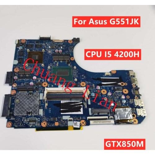 N551JK Motherboard For Asus G551JK laptop Motherboard with CPU I5 4200H SR15G GTX850M DDR3 100% Fully Tested
