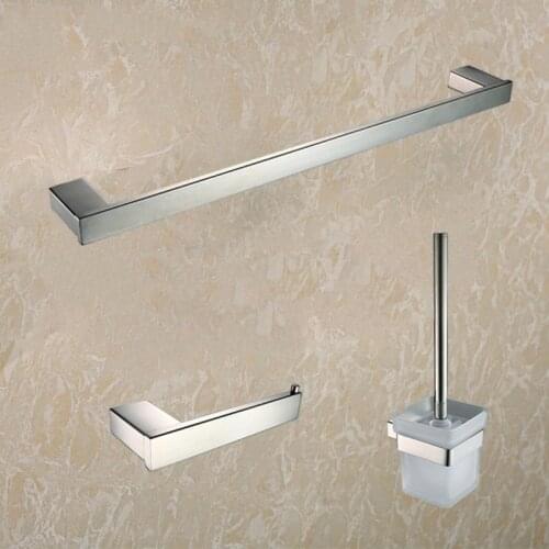 Stainless steel 304 bathroom accessories set Single Towel Bar and paper holder and Tissue brush holder