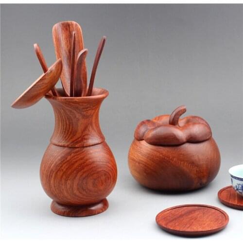 Vietnam authentic red wood tea road Burma rosewood Six Gentlemen creative Kung Fu tea set solid wood tea Road Accessories