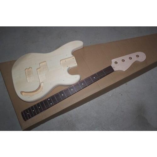 Custom 4 string semi finished bass guitar,basswood guitar without paint,maple neck ,rosewood fingerboard