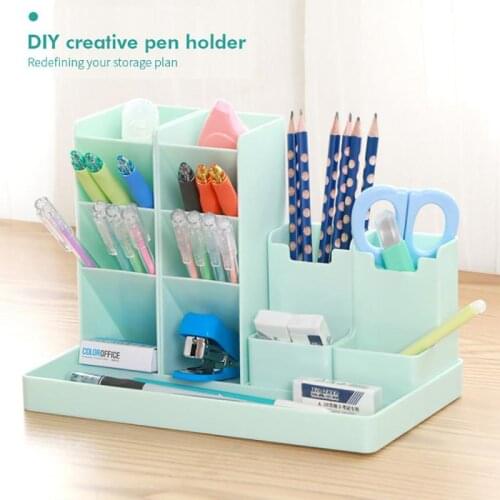 Portable Large Capacity Cute Desk Pen Holder Pencil Storage Box Desktop Organizer Stand Case Home Office Stationery Holder