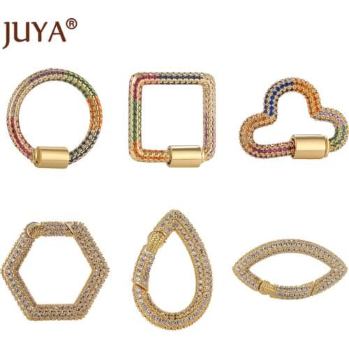 Luxury Rainbow Zirconia Clasps Various Shapes Lock Hook Screw Clasp Jewelry Accessories For DIY Necklace Supplies