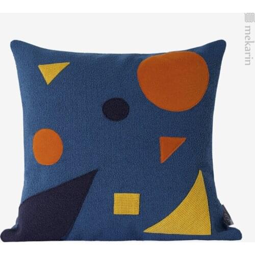 Modern childrens room sofa pillow bedroom cushion yellow and blue stitching planet cloth embroidered square pillow waist pillow