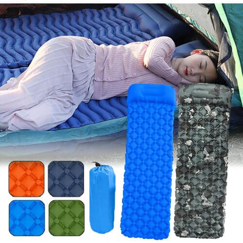 Ultralight Inflatable Sleeping Pad Camping Folding Mat Air Mattress Outdoor Travel Waterproof Cushion Pillow Bed Hiking Trekking