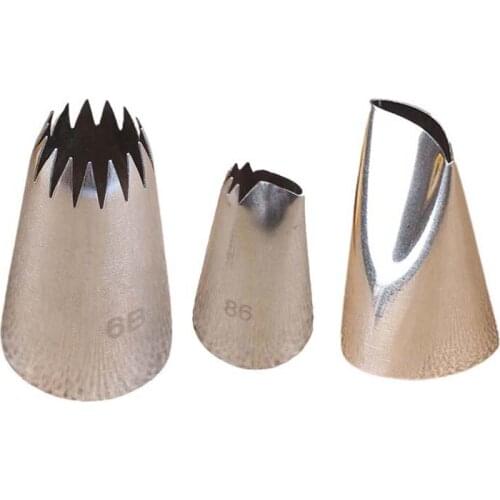 Fondant Cake Decoration Cookies Supplies 123#/86#/6B# 3Pcs/Set Pastry Nozzle Multi Purpose Kitchen Gadgets Silver