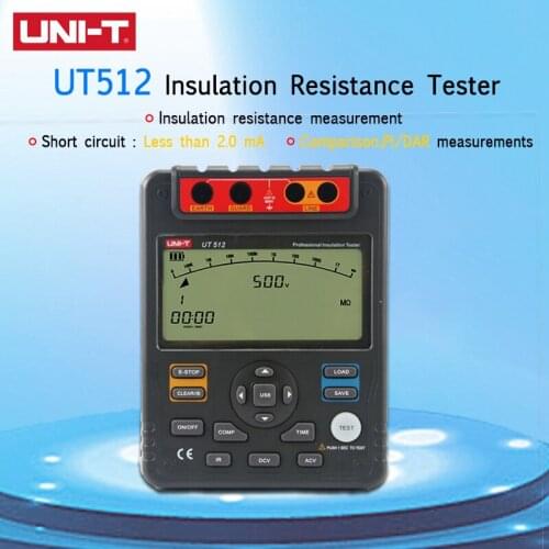 UNI-T UT512 Digital Insulation Resistance Tester 2500v USB Interface Meter Megohmmeter Low Ohmmeter Voltmeter Auto Range Megger