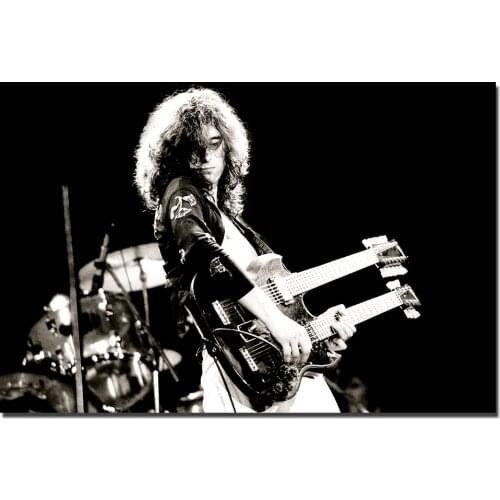 Young Jimmy Page Vintage Poster Canvas Painting Cloth Fabric Print for Home Decor Wall Picture For Living Room