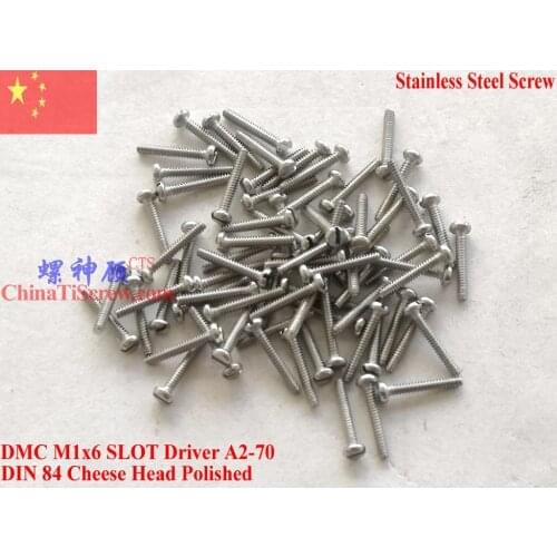 DIN 84 stainless steel Screws M1x6 Cheese Head A2-70 ROHS Polished 100 pcs