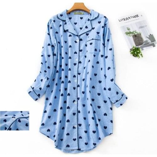 Plus size 100% Cotton Womens Flannel Boyfriend Nightshirt Nightgown Nightdress Pink Plaid Cat Sleepwear Sleepshirt Nightgowns