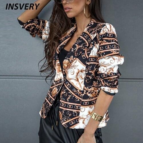 2021 Women Jackets Retro Printed Ladies Button Outwear Spring Autumn Long Sleeve Short Slim Casual Biker Coats For Women Top