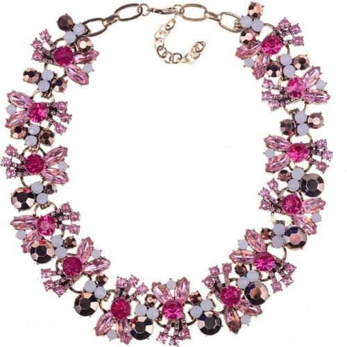 2021 New Luxury Crystal Flowers Big Choker Necklace Women Vintage Large Collar Necklace Female Indian Party Statement Necklace