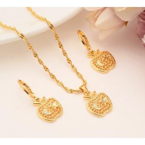 Gold Color Ethiopian Jewelry Sets Eritrea Habesha Africa bridals Wedding apple Gift necklace pendnat earrings diy charms