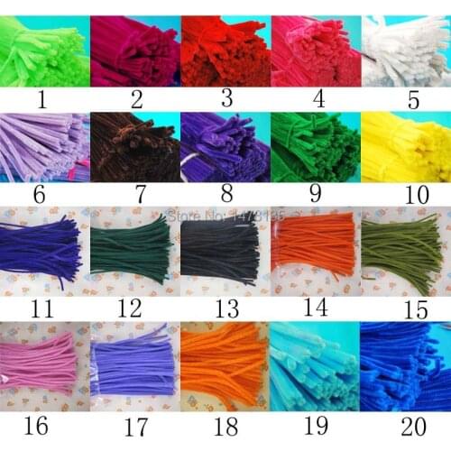 1000pcs12" x 6mm Wholesale multicolor optional Chenille Stems Pipe Cleaners Craft DIY Wedding decoration 007002001