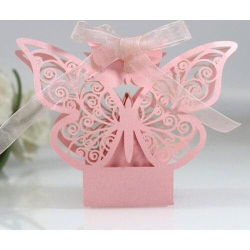 10pcs Butterfly Gift Paper Boxes Creative Laser Cutting Wedding Candy Dragee Gift Box Chocolate Cookie Carton Wrapping Package