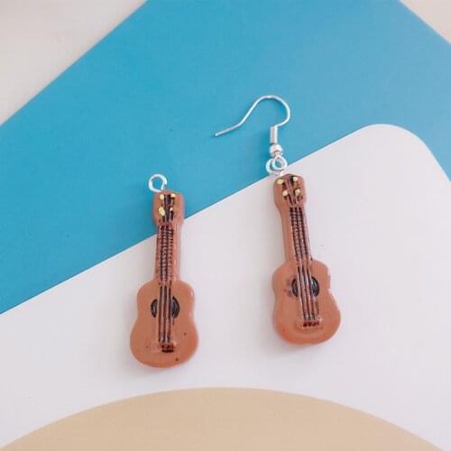 10pcs/pack Guitar Resin Charms Pendant Earring Keychain DIY Fashion Jewelry Accessories Music Style