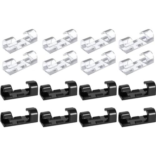 100PCS Cable Clips Cable Tidy Wire Holder with Strong Self Adhesive Pads Plastic Cord Management Organiser Retail