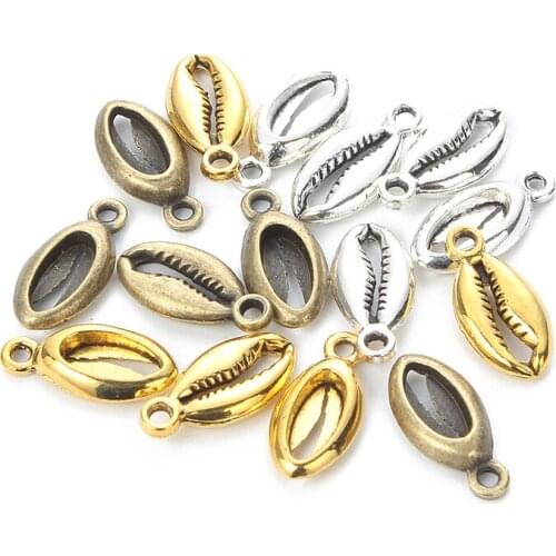 20pcs/lot Plated Antique Gold Bohemian Cowrie Conch Shells Charm Pendant For Necklaces Bracelet Jewelry Makings DIY Supplies