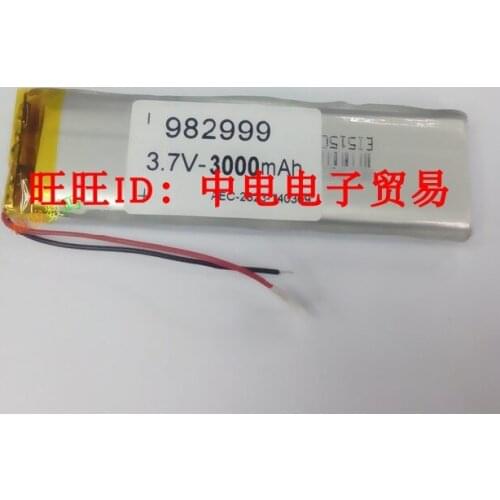 3.7V lithium battery 3100mAh-982999 polymer lithium electronic book strip LED power supply