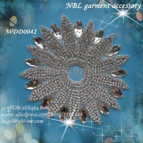 30 PIECES) crystal bridal beaded rhinestone applique patch for wedding evening dress iron on WDD0042