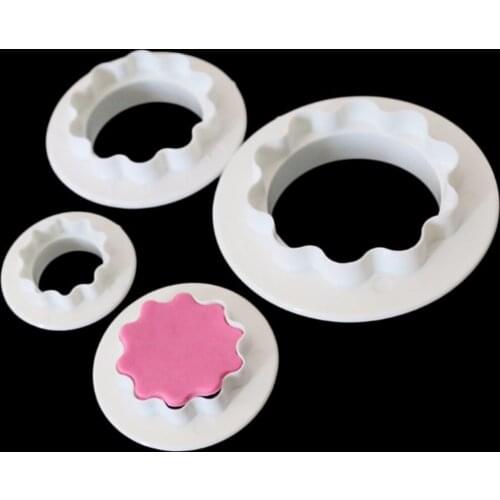 4PCS/Set Fondant Cake Mold Round&Wavy Edge Double Sided DIY Biscuit Baking Pastry Cookie Cutter Mould Decorating Fondant Mould